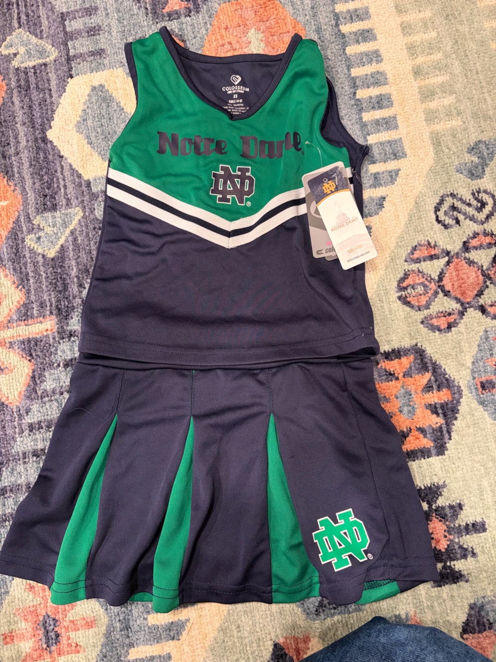Colosseum Navy and Green Notre Dame Girls Cheer Set